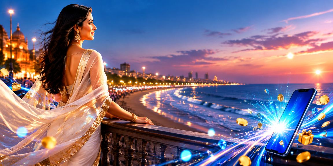 Night view of Chennai Marina Beach with mobile betting scene